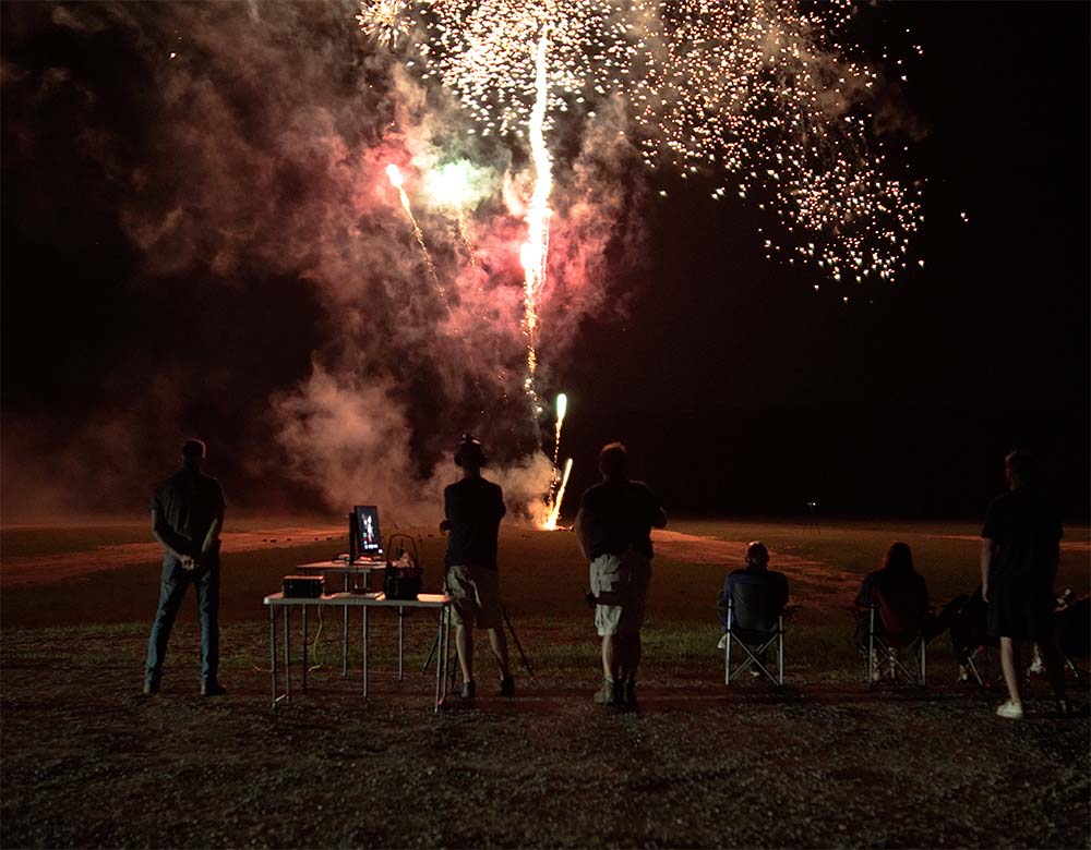 The Superior Fireworks team shooting a fireworks show.